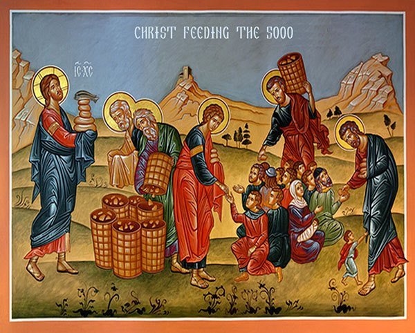 byzantine icon: feeding the 5000